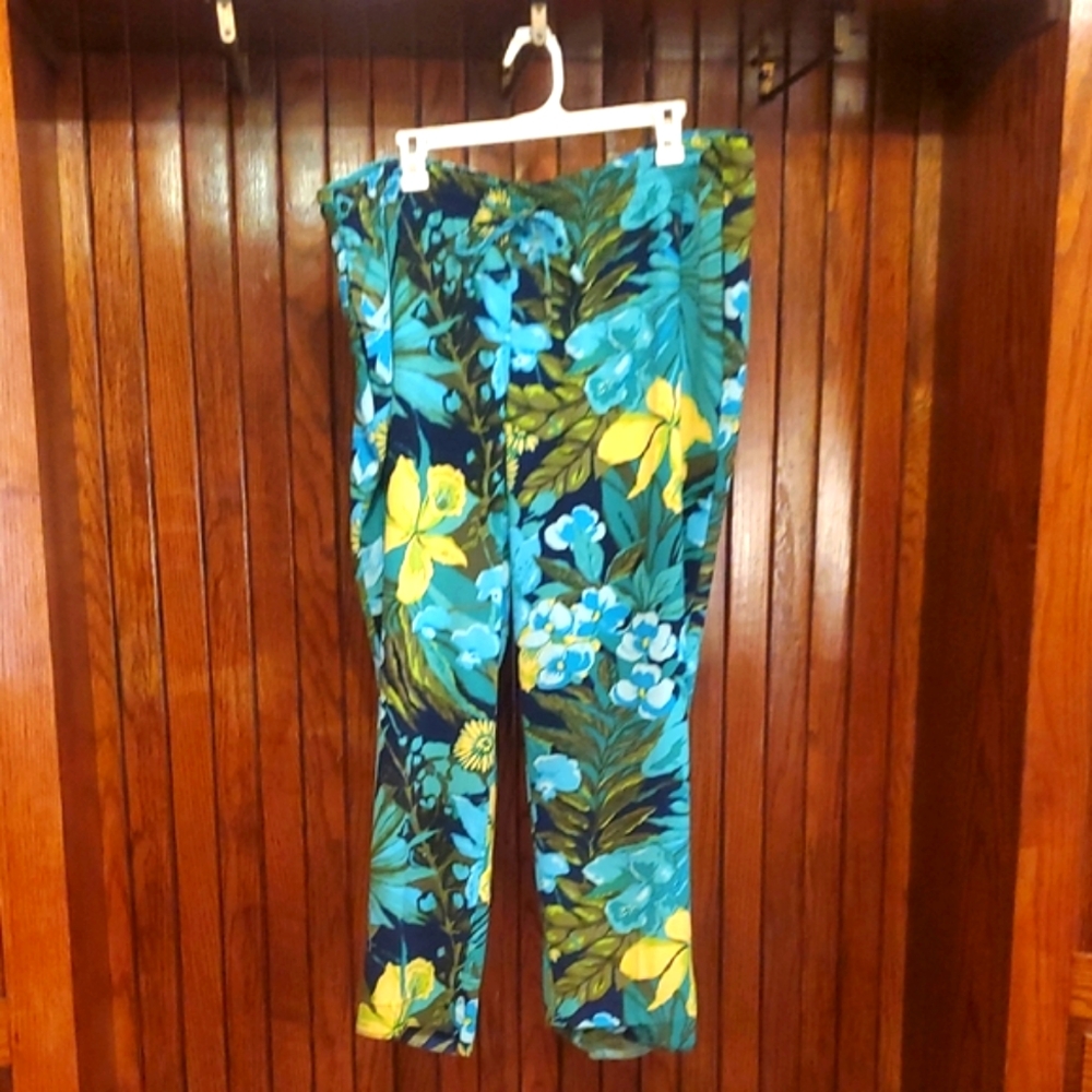TALBOTS SIZE 2X Floral Tropical Print Pants